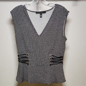 White House Black Market | Monochrome Patterned Blouse | S